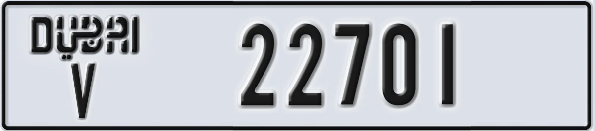 UAE License Plate Dubai V 22701
