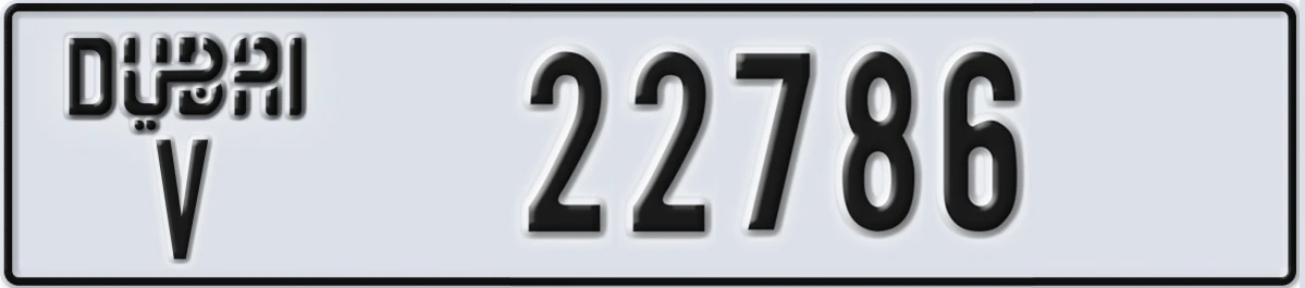 UAE License Plate Dubai V 22786