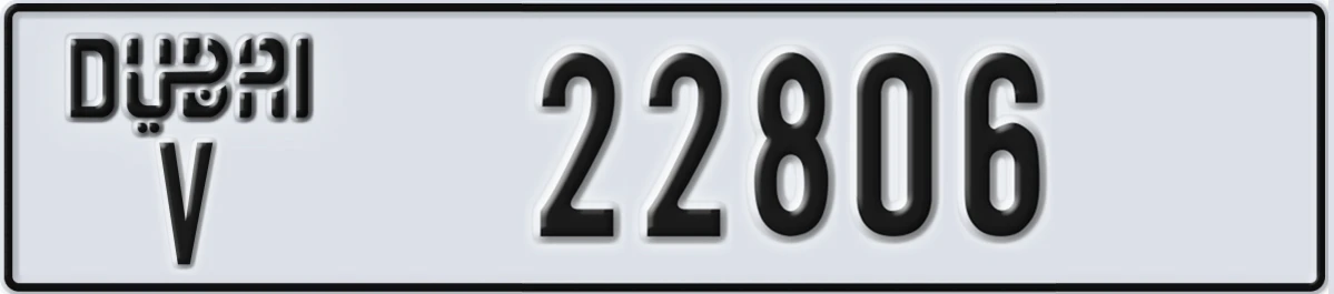 UAE License Plate Dubai V 22806