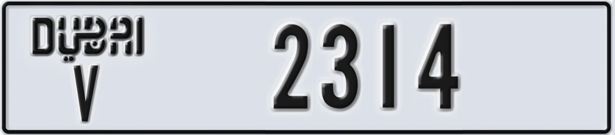 UAE License Plate Dubai V 2314