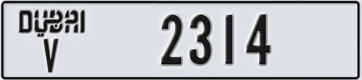 UAE License Plate Dubai V 2314