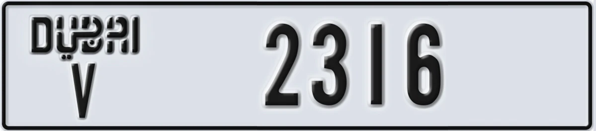UAE License Plate Dubai V 2316
