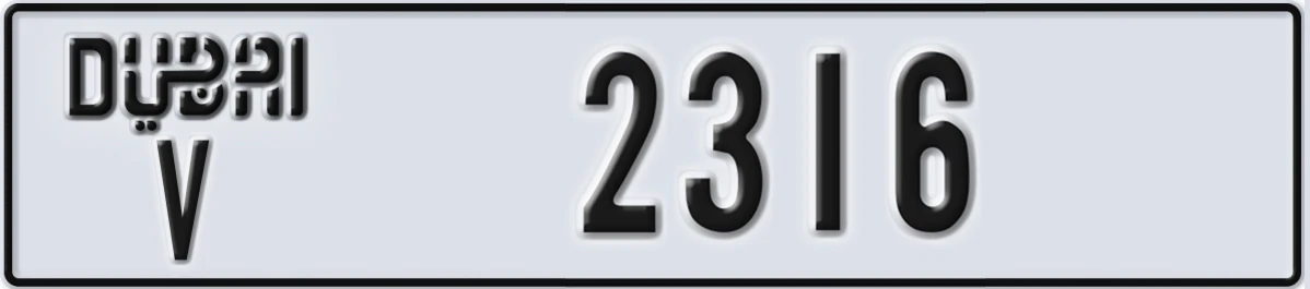 UAE License Plate Dubai V 2316