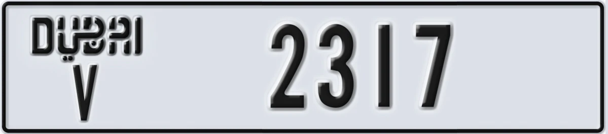 UAE License Plate Dubai V 2317