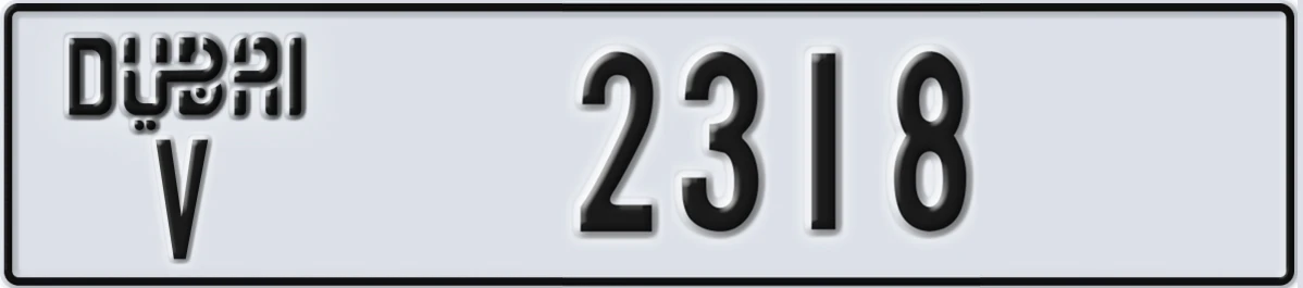 UAE License Plate Dubai V 2318