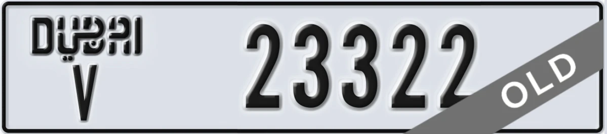UAE License Plate Dubai V 23322