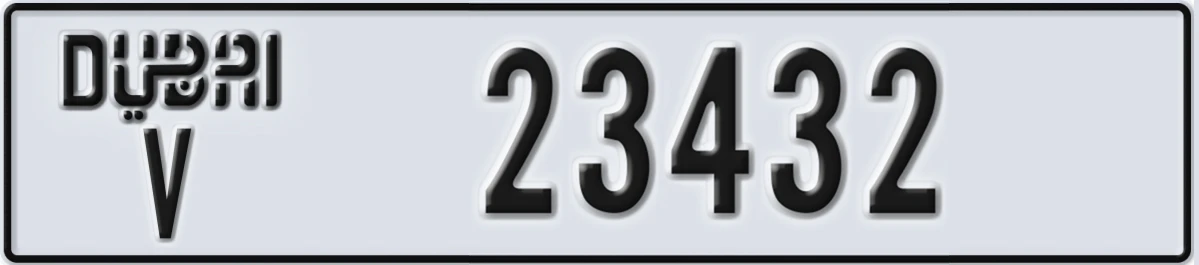 UAE License Plate Dubai V 23432