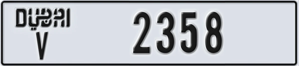 UAE License Plate Dubai V 2358