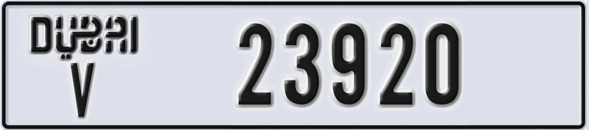 UAE License Plate Dubai V 23920