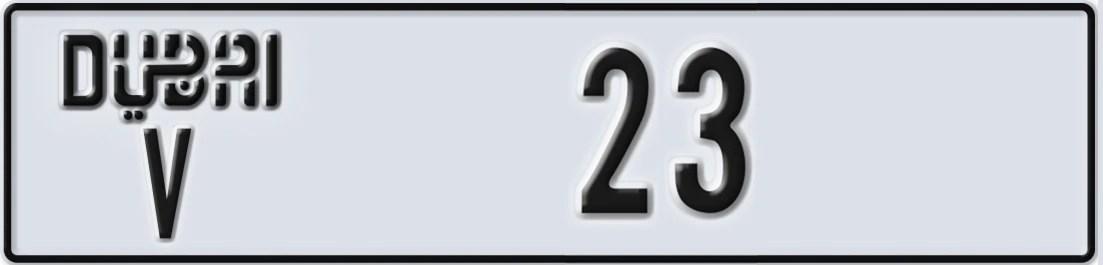 UAE License Plate Dubai V 23X