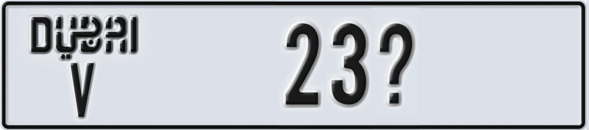 UAE License Plate Dubai V 23X