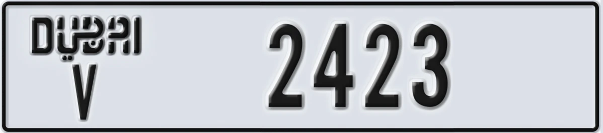 UAE License Plate Dubai V 2423