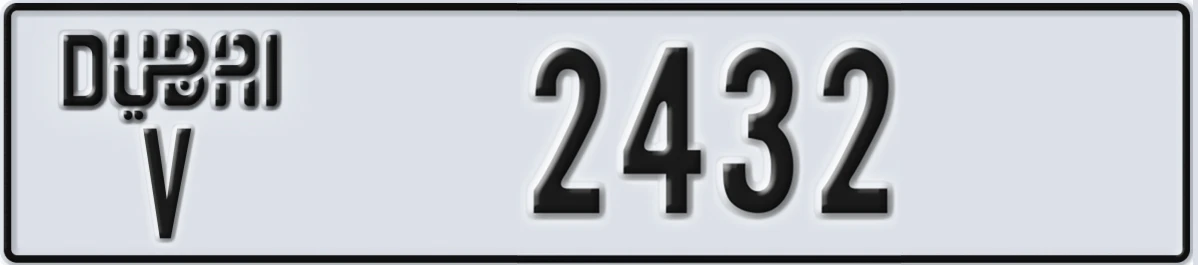 UAE License Plate Dubai V 2432