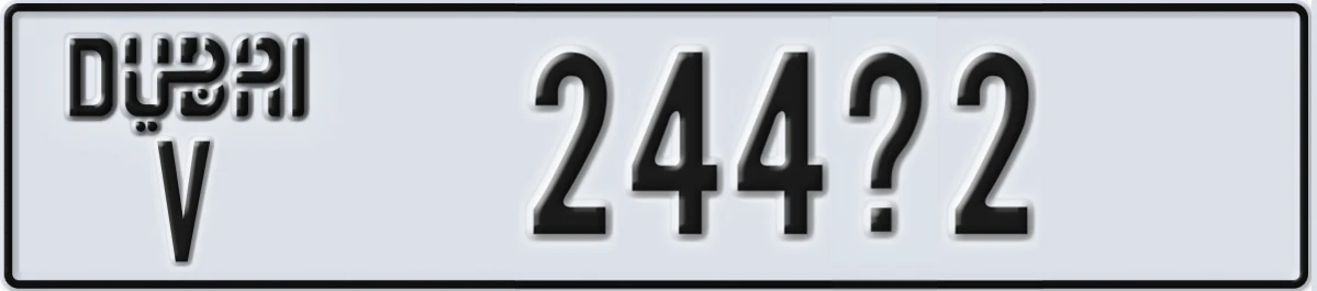 UAE License Plate Dubai V 244X2
