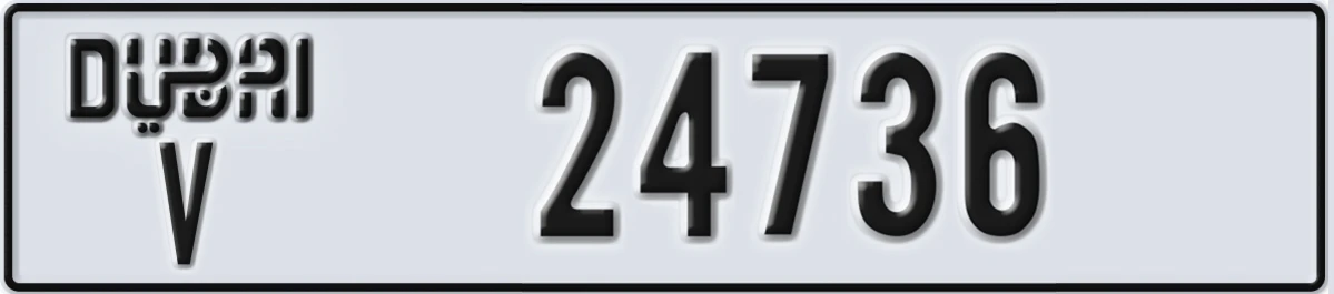 UAE License Plate Dubai V 24736