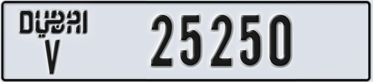 UAE License Plate Dubai V 25250