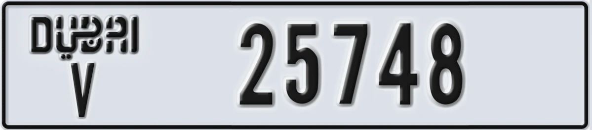 UAE License Plate Dubai V 25748
