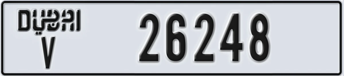UAE License Plate Dubai V 26248