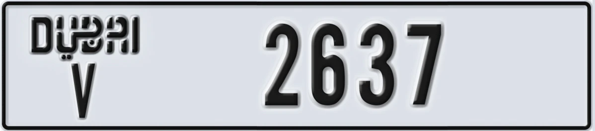 UAE License Plate Dubai V 2637