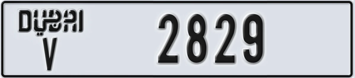 UAE License Plate Dubai V 2829