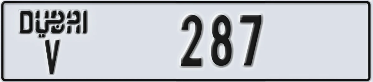 UAE License Plate Dubai V 287