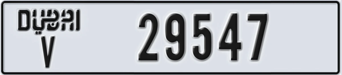 UAE License Plate Dubai V 29547