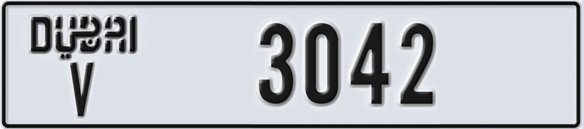 UAE License Plate Dubai V 3042