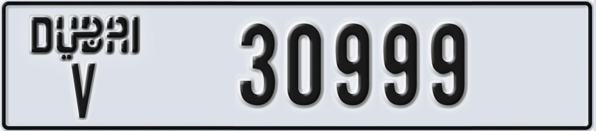 UAE License Plate Dubai V 30999