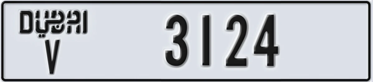 UAE License Plate Dubai V 3124