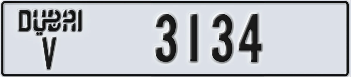 UAE License Plate Dubai V 3134