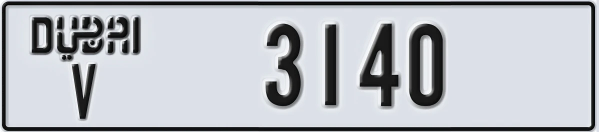 UAE License Plate Dubai V 3140