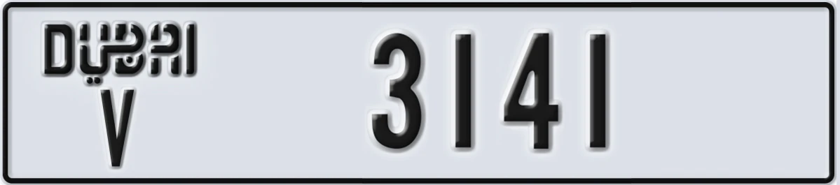 UAE License Plate Dubai V 3141