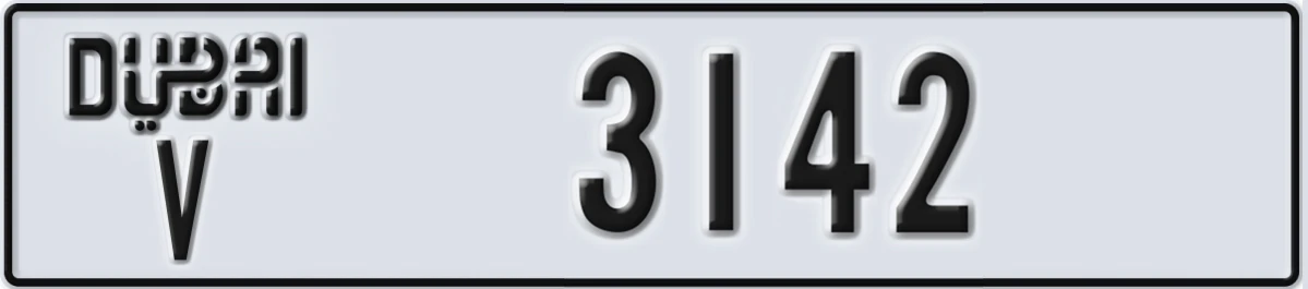 UAE License Plate Dubai V 3142