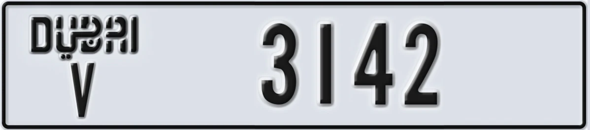 UAE License Plate Dubai V 3142