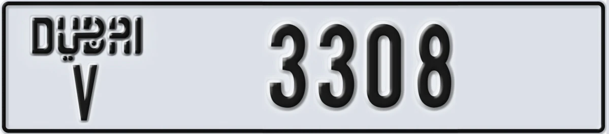 UAE License Plate Dubai V 3308