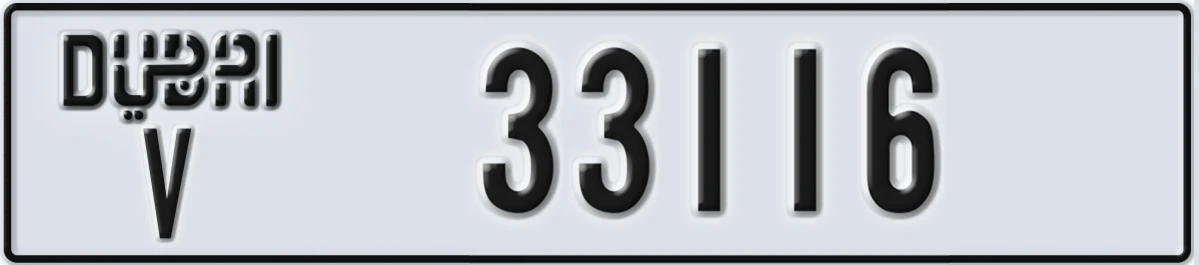 UAE License Plate Dubai V 33116