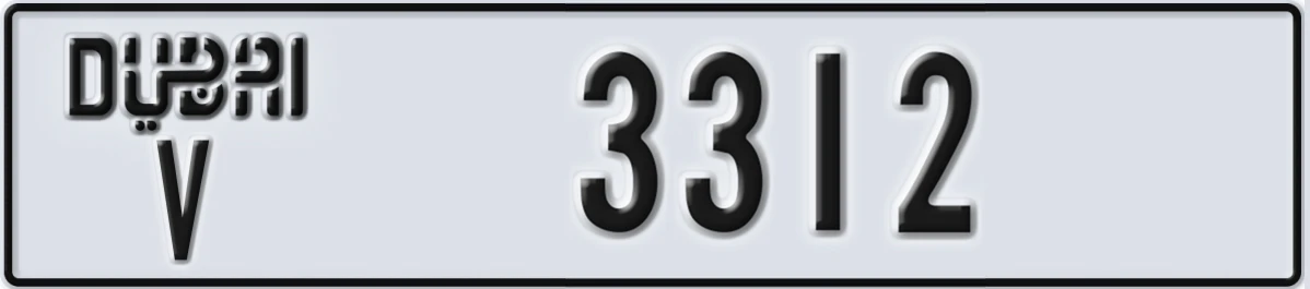 UAE License Plate Dubai V 3312