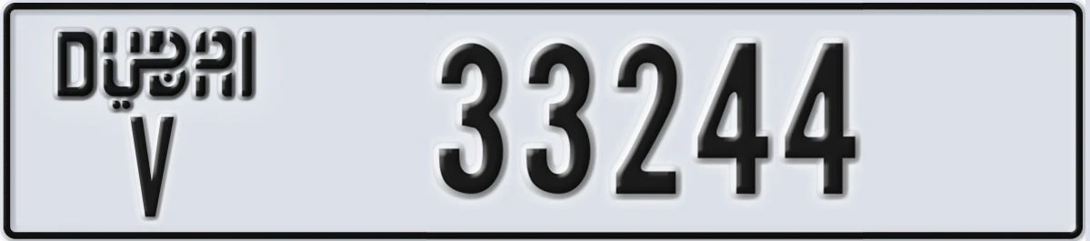 UAE License Plate Dubai V 33244