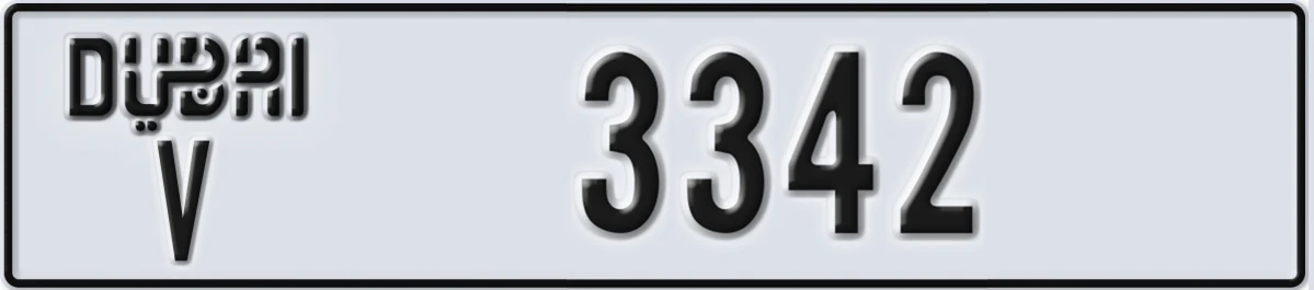 UAE License Plate Dubai V 3342