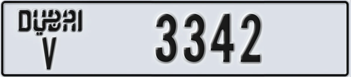 UAE License Plate Dubai V 3342