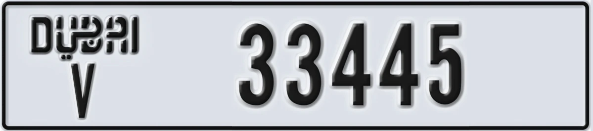 UAE License Plate Dubai V 33445