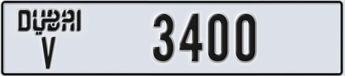 UAE License Plate Dubai V 3400