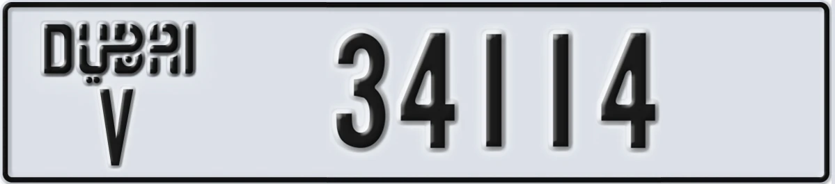 UAE License Plate Dubai V 34114