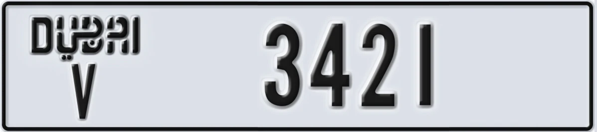 UAE License Plate Dubai V 3421