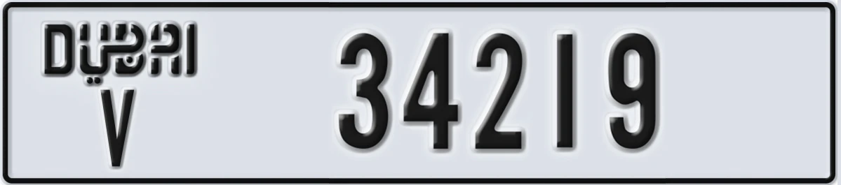UAE License Plate Dubai V 34219