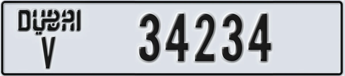 UAE License Plate Dubai V 34234