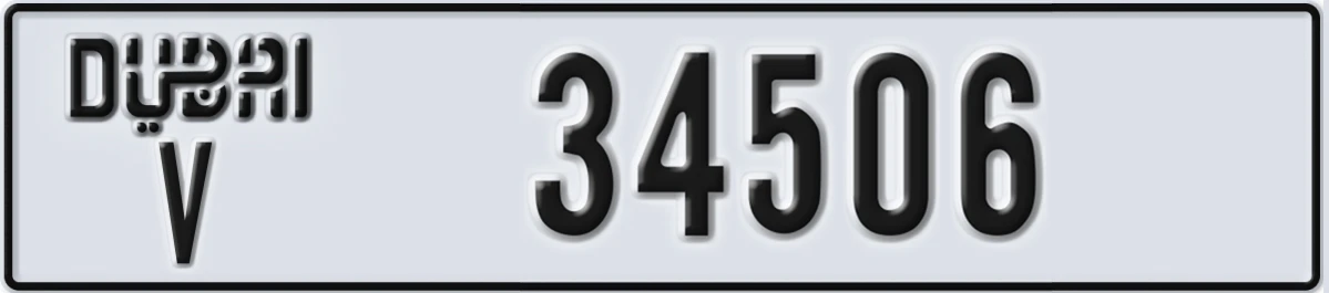 UAE License Plate Dubai V 34506