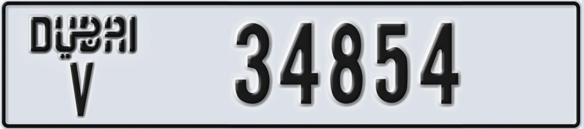 UAE License Plate Dubai V 34854