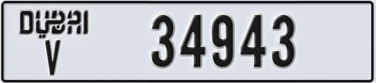 UAE License Plate Dubai V 34943