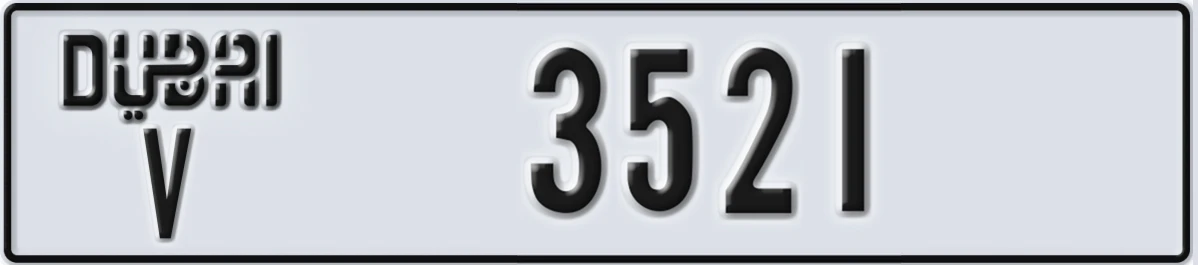 UAE License Plate Dubai V 3521